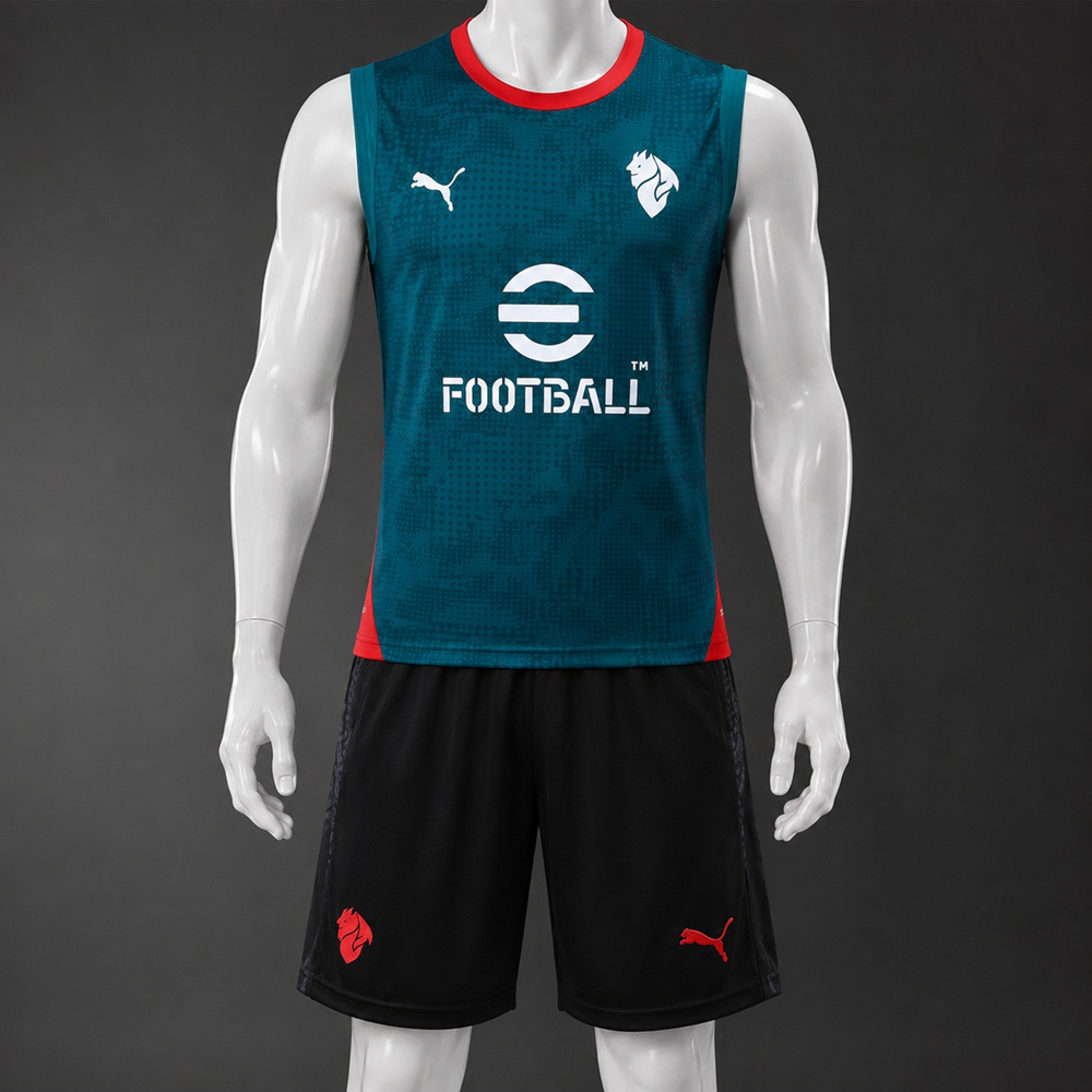 AC Milan 25/26 Teal Red Training Vest kit