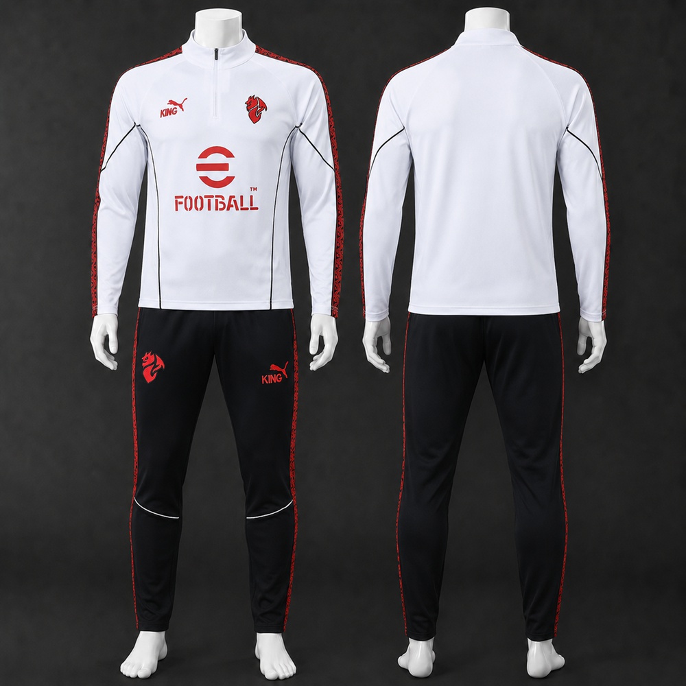 AC Milan 25/26 White Red Half Zip Tracksuit