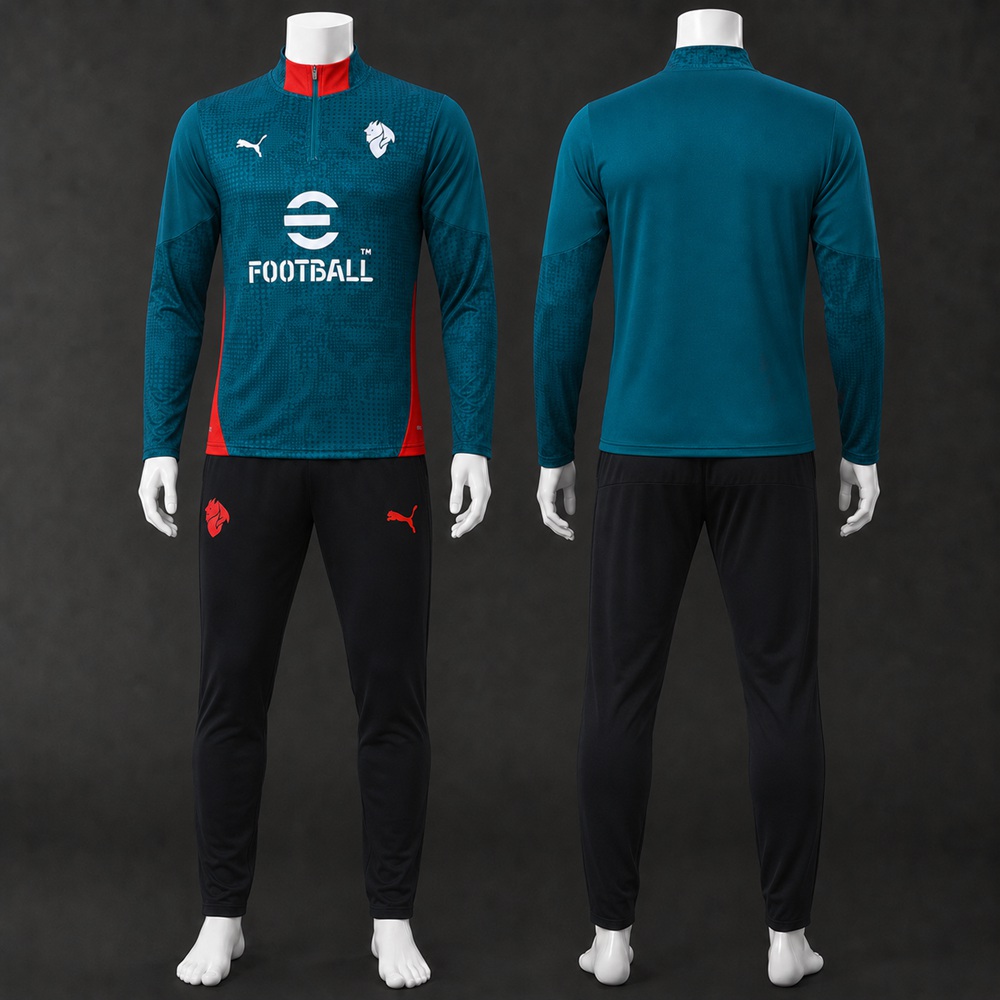 AC Milan 25/26 Teal Red Half Zip Tracksuit Foto 2