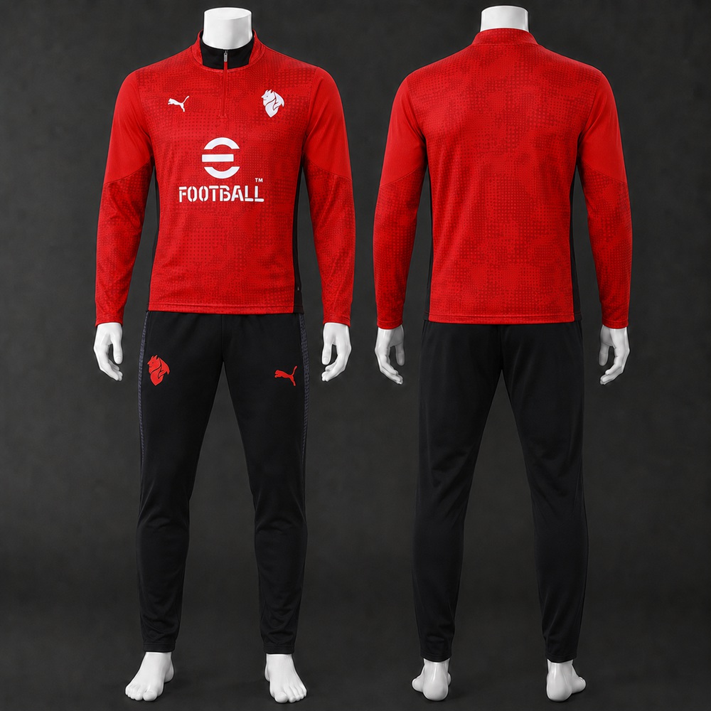AC Milan 25/26 Red Black Half Zip Tracksuit