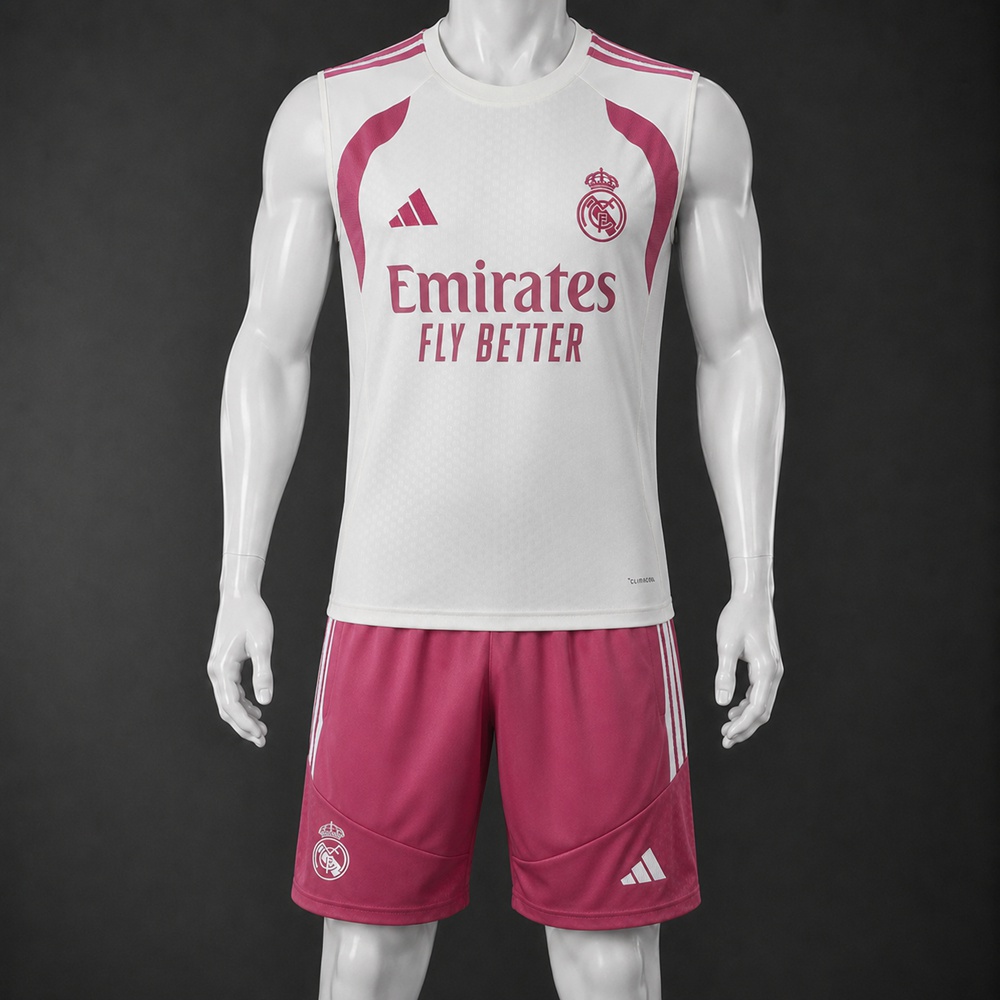 Real Madrid 26/27 Off‑White Magenta Training Vest kit