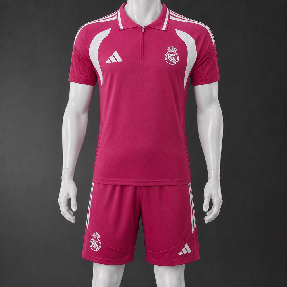 Real Madrid 26/27 Magenta White Polo Short Sleeve Short Set