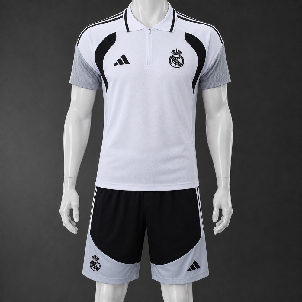 Real Madrid 26/27 White Black Polo/Pants Kit