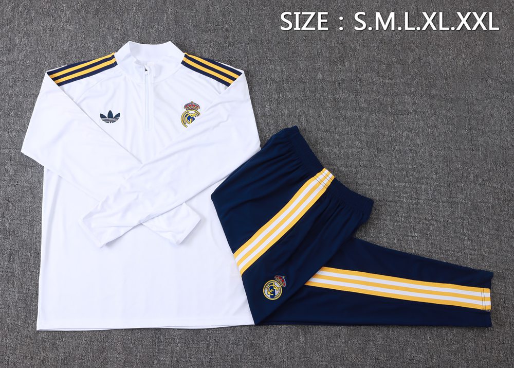 Real Madrid 26/27 White Navy Retro Half Zip Tracksuit Foto 2
