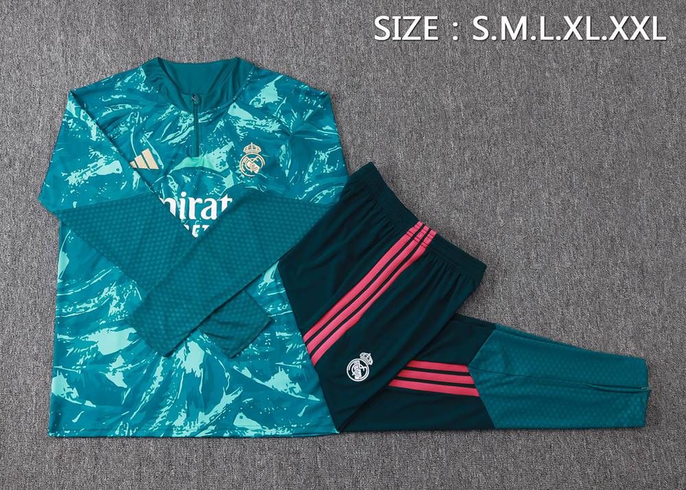 Real Madrid 26/27 Teal Printed Half Zip Tracksuit Foto 2