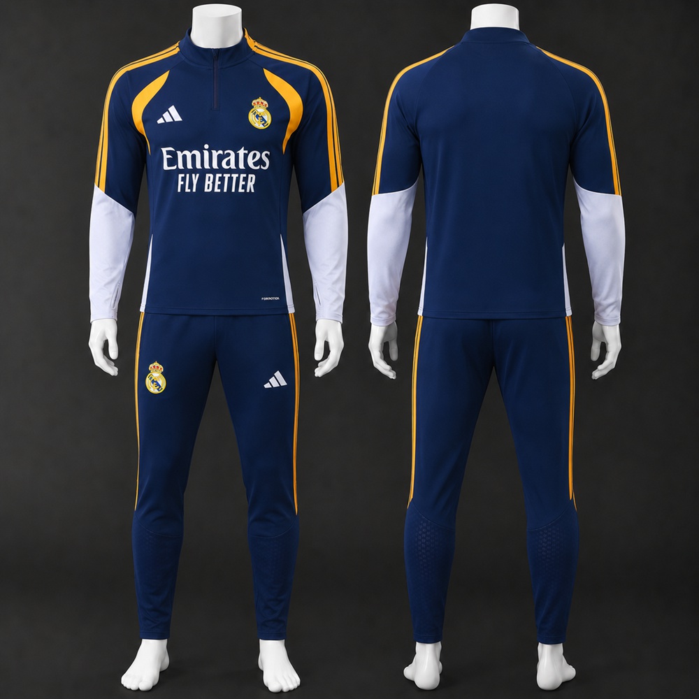 Real Madrid 26/27 Navy White Half Zip Tracksuit