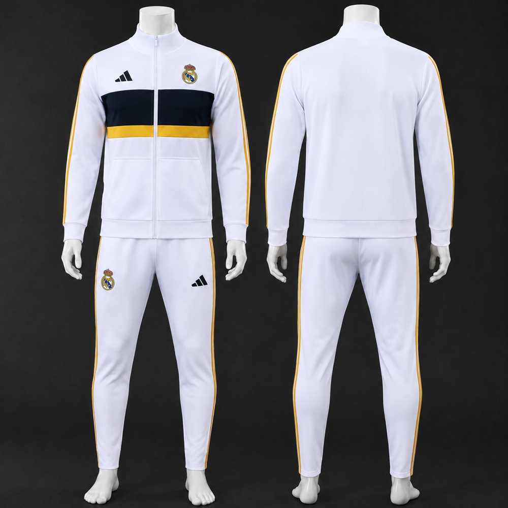 Real Madrid 26/27 White Navy Gold Jacket Kit