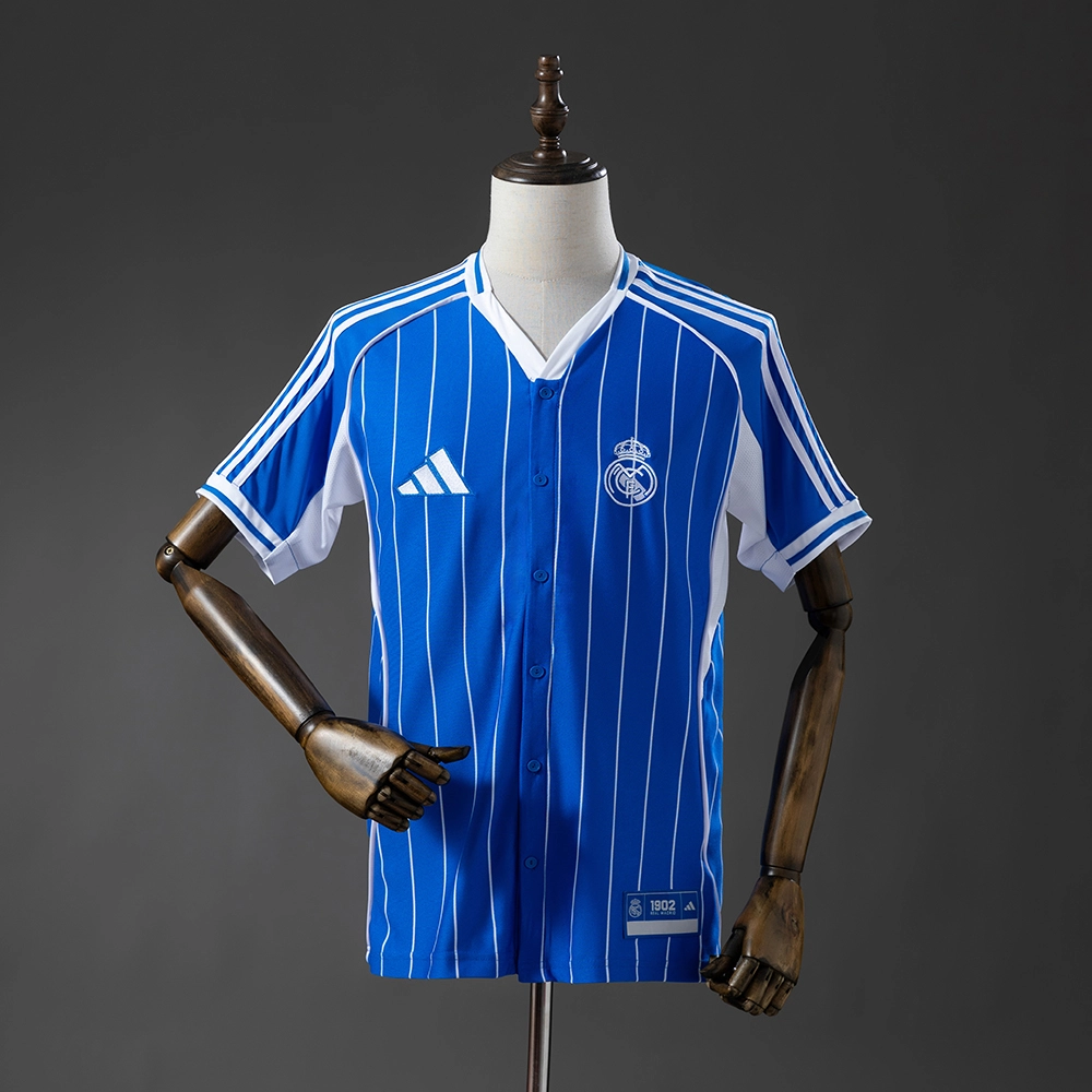 Real Madrid 25/26 US Pack Full-Button Baseball Jersey Blue