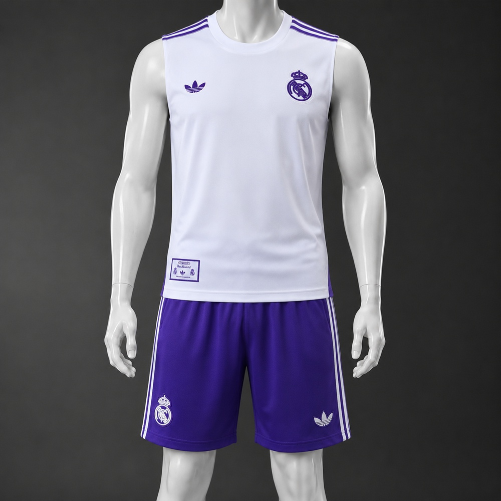 Real Madrid 25/26 White Purple Training Vest kit