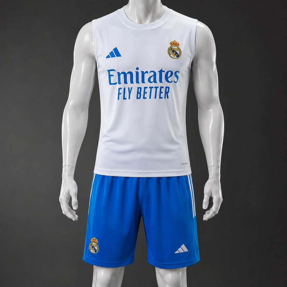 Real Madrid 25/26 White Blue Training Vest kit