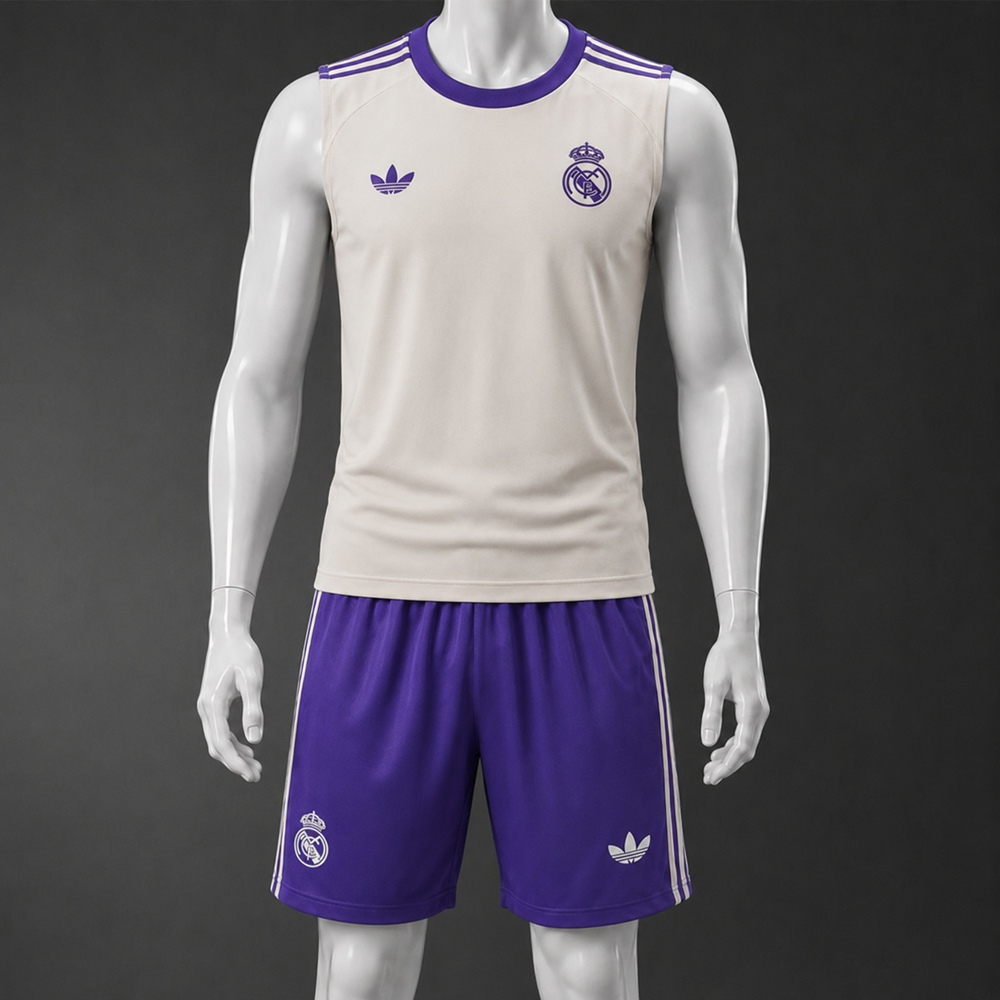 Real Madrid 25/26 Off White Purple Training Vest kit