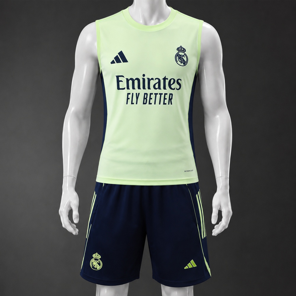 Real Madrid 25/26 Light Lime Navy Training Vest kit