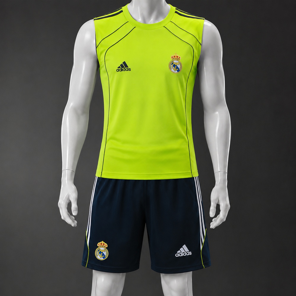 Real Madrid 25/26 Neon Yellow Navy Training Vest kit