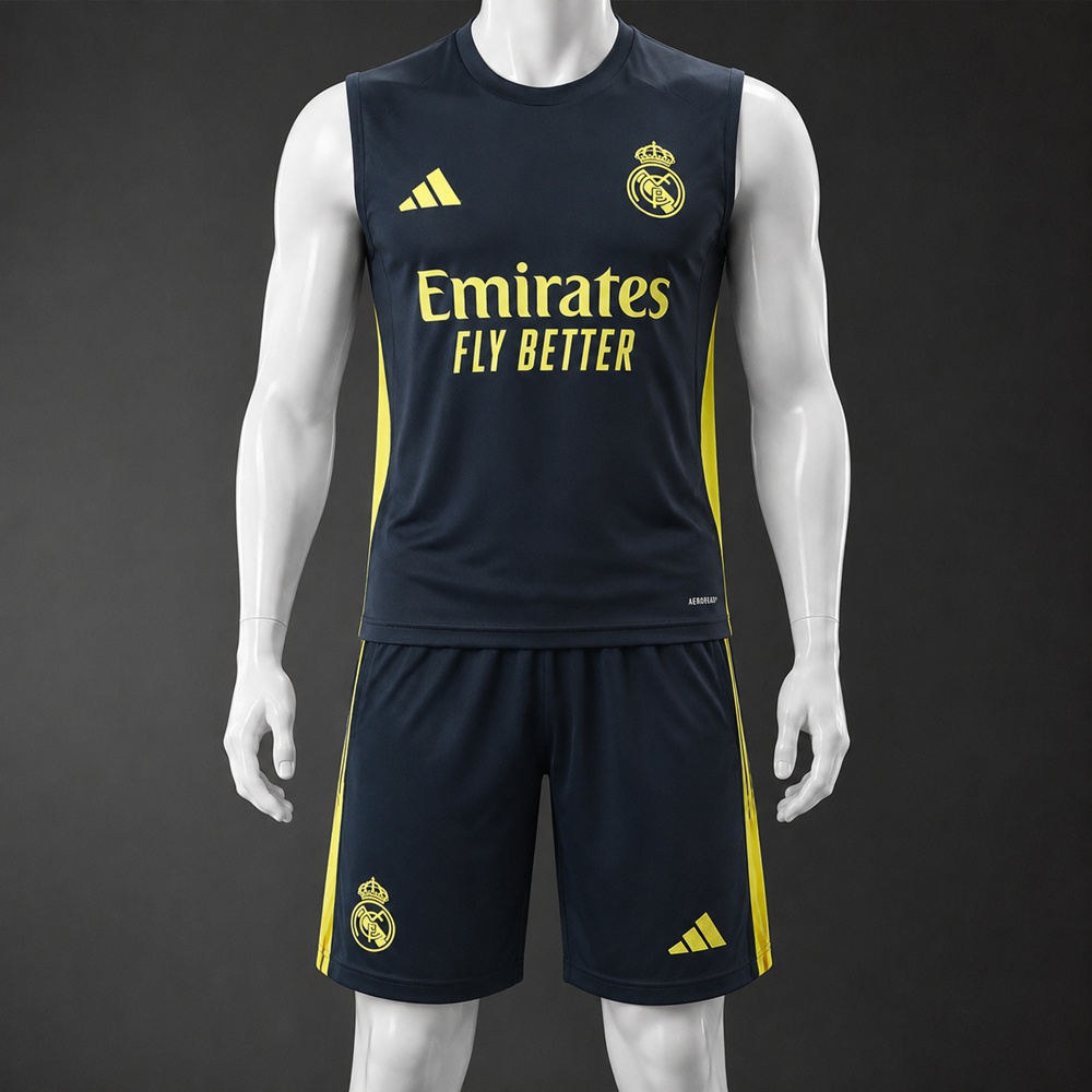 Real Madrid 25/26 Dark Navy Yellow Training Vest kit