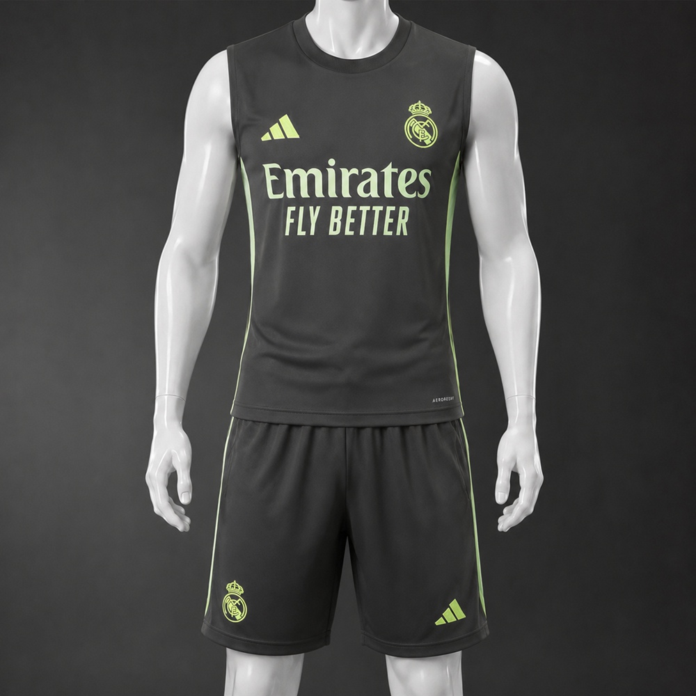 Real Madrid 25/26 Dark Gray Lime Green Training Vest kit