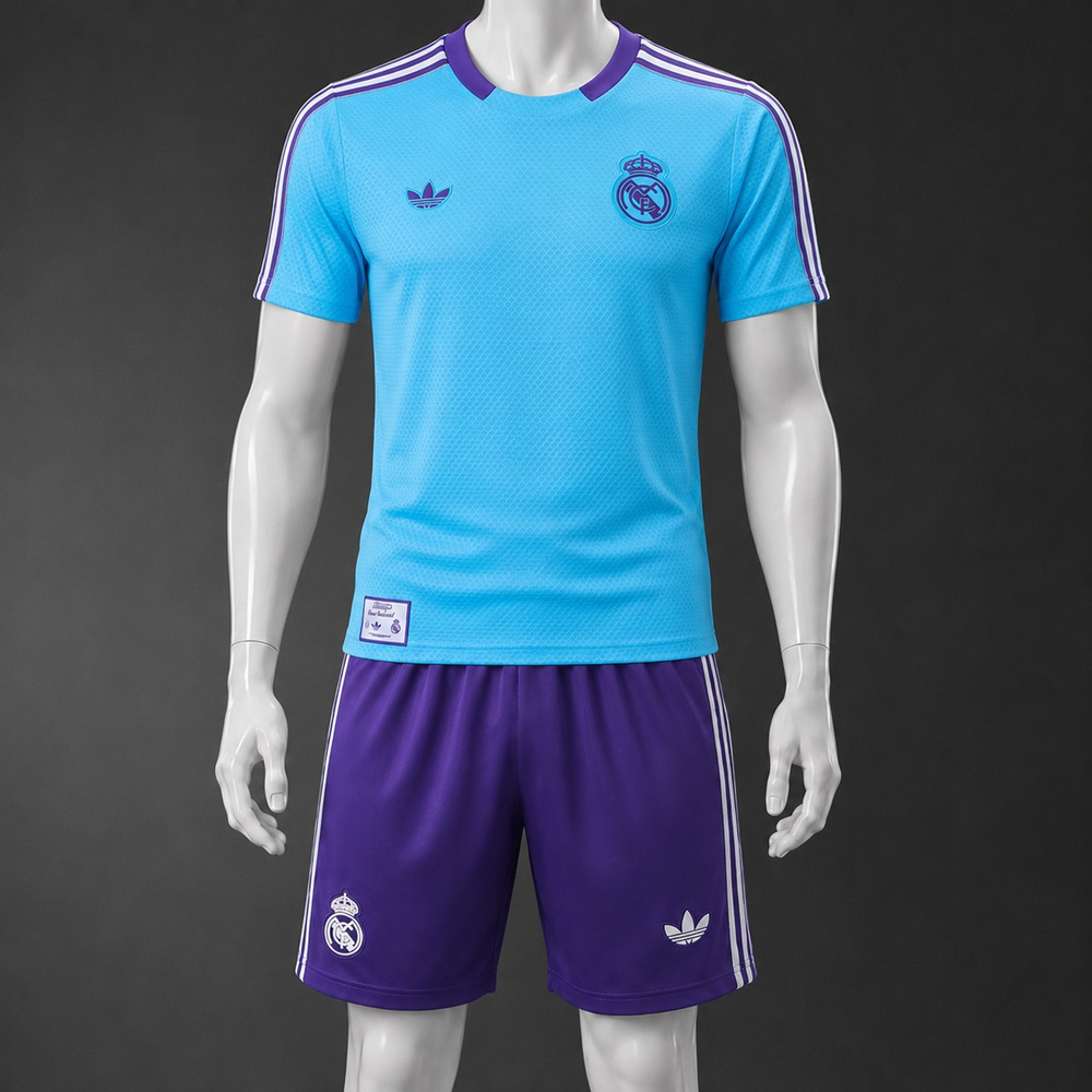 Real Madrid 25/26 Light Blue Purple Short Sleeve Short Set