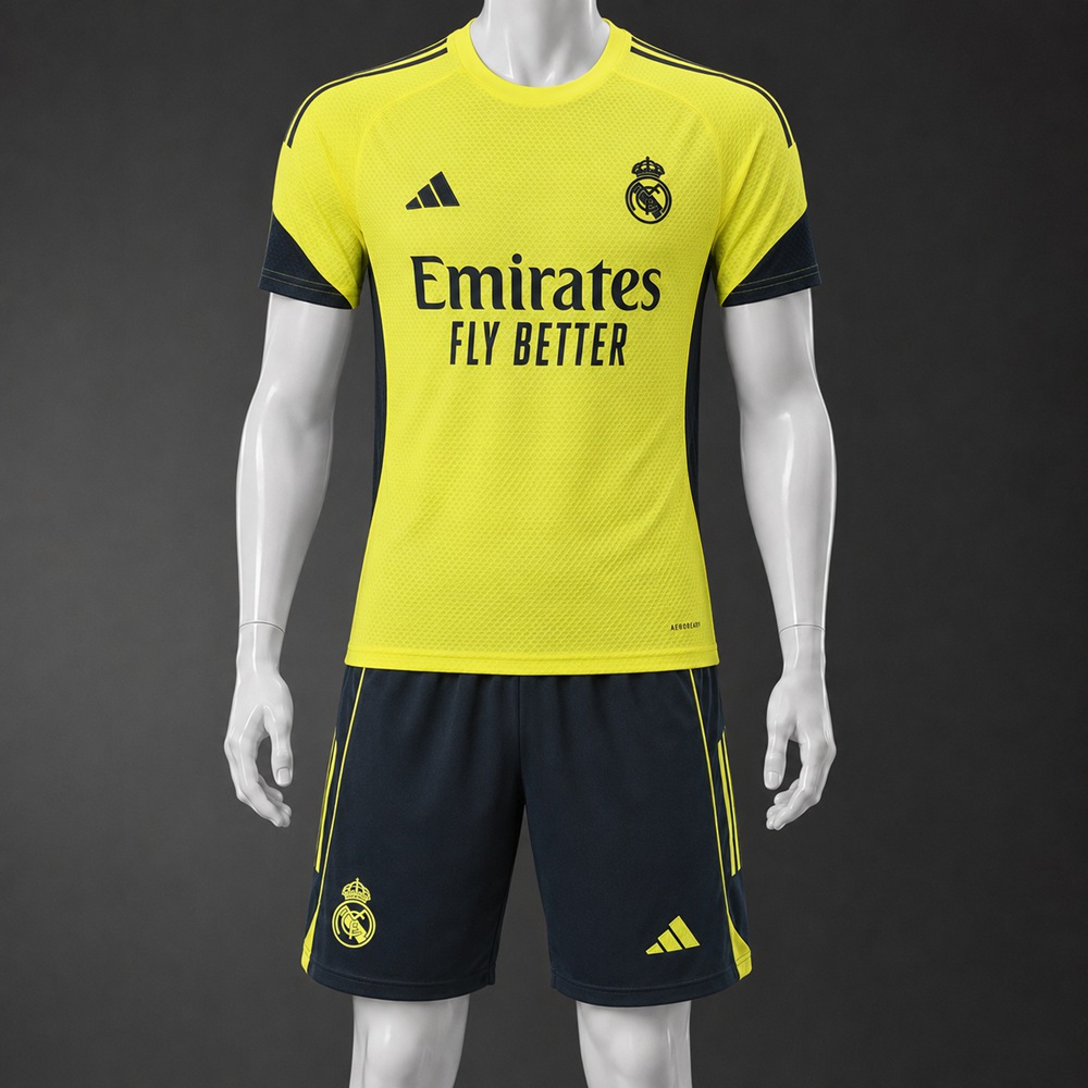 Real Madrid 25/26 Yellow Dark Gray Short Sleeve Short Set