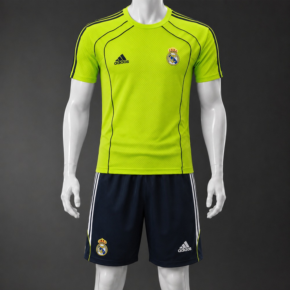 Real Madrid 25/26 Bright Green Dark Blue Short Sleeve Short Set