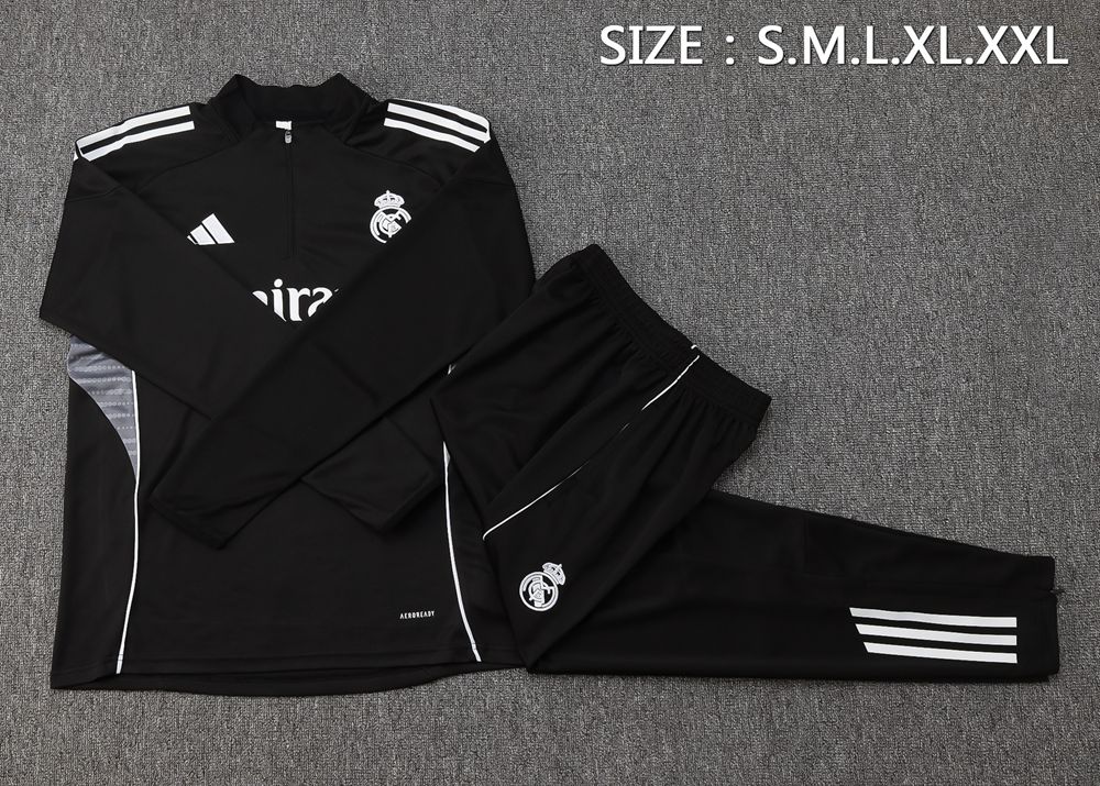 Real Madrid 25/26 Black White Half Zip Tracksuit Foto 2