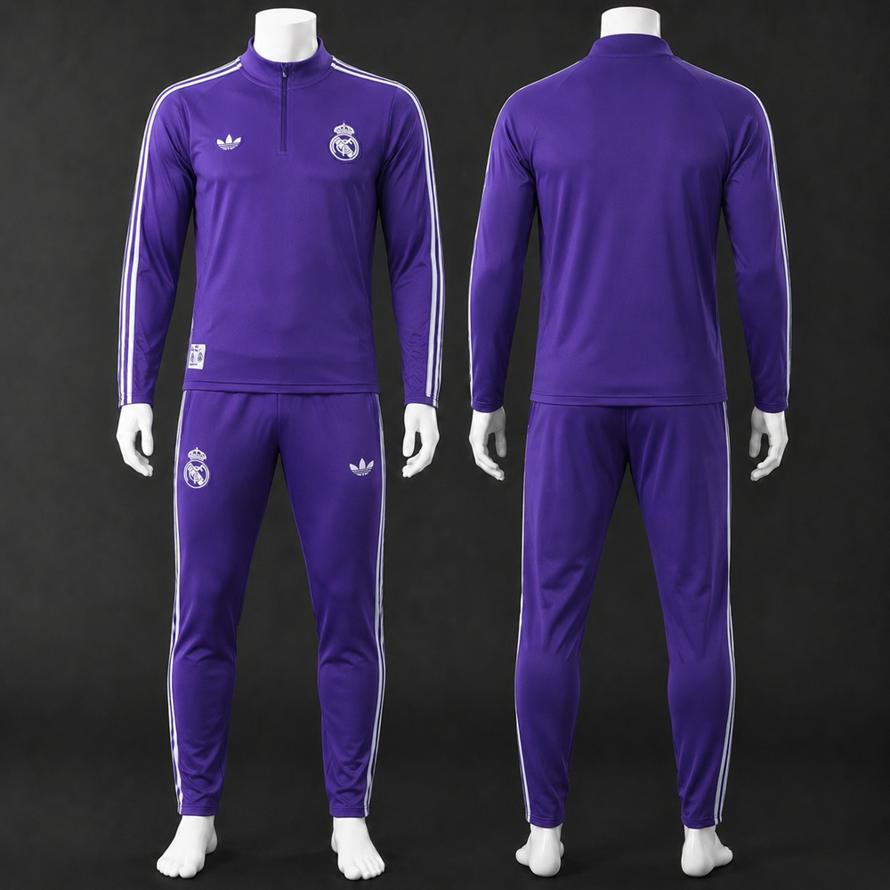 Real Madrid 25/26 Purple White Half Zip Tracksuit