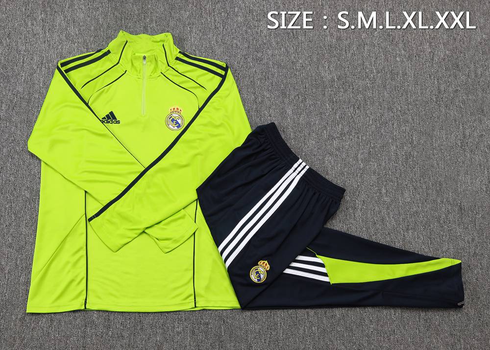 Real Madrid 25/26 Neon Yellow Navy Half Zip Tracksuit Foto 2
