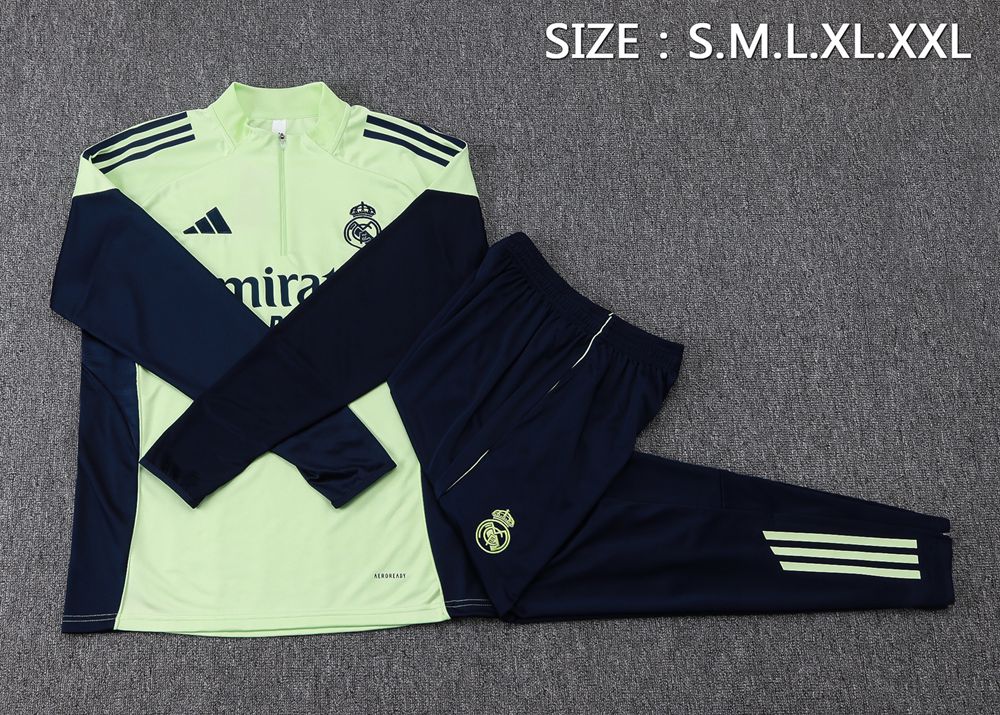 Real Madrid 25/26 Neon Green Navy Half Zip Tracksuit Foto 2
