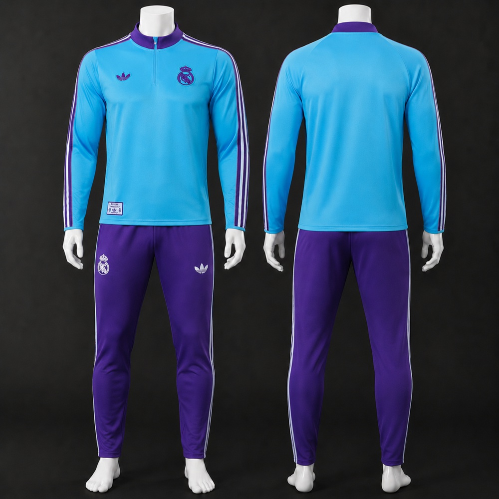Real Madrid 25/26 Cyan Purple Half Zip Tracksuit