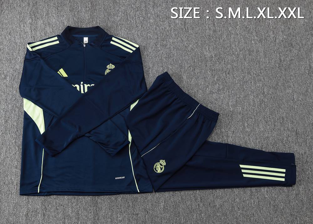 Real Madrid 25/26 Navy Green Half Zip Tracksuit Foto 2
