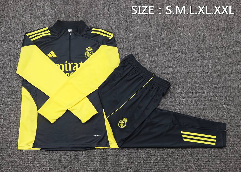 Real Madrid 25/26 Black Yellow Half Zip Tracksuit Foto 2