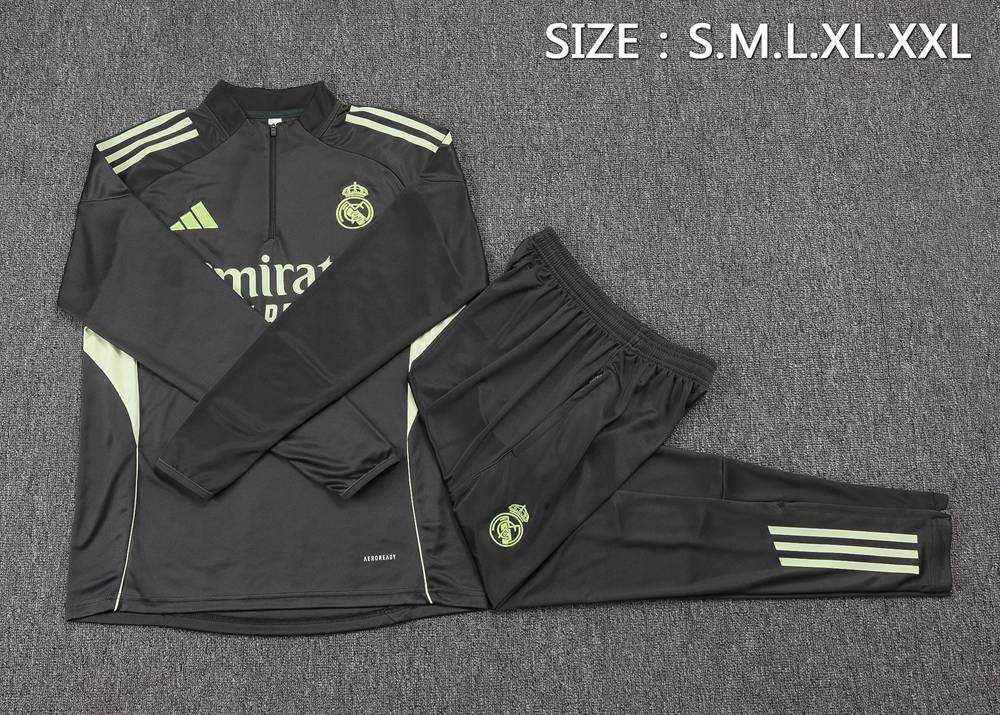 Real Madrid 25/26 Black Green Half Zip Tracksuit Foto 2