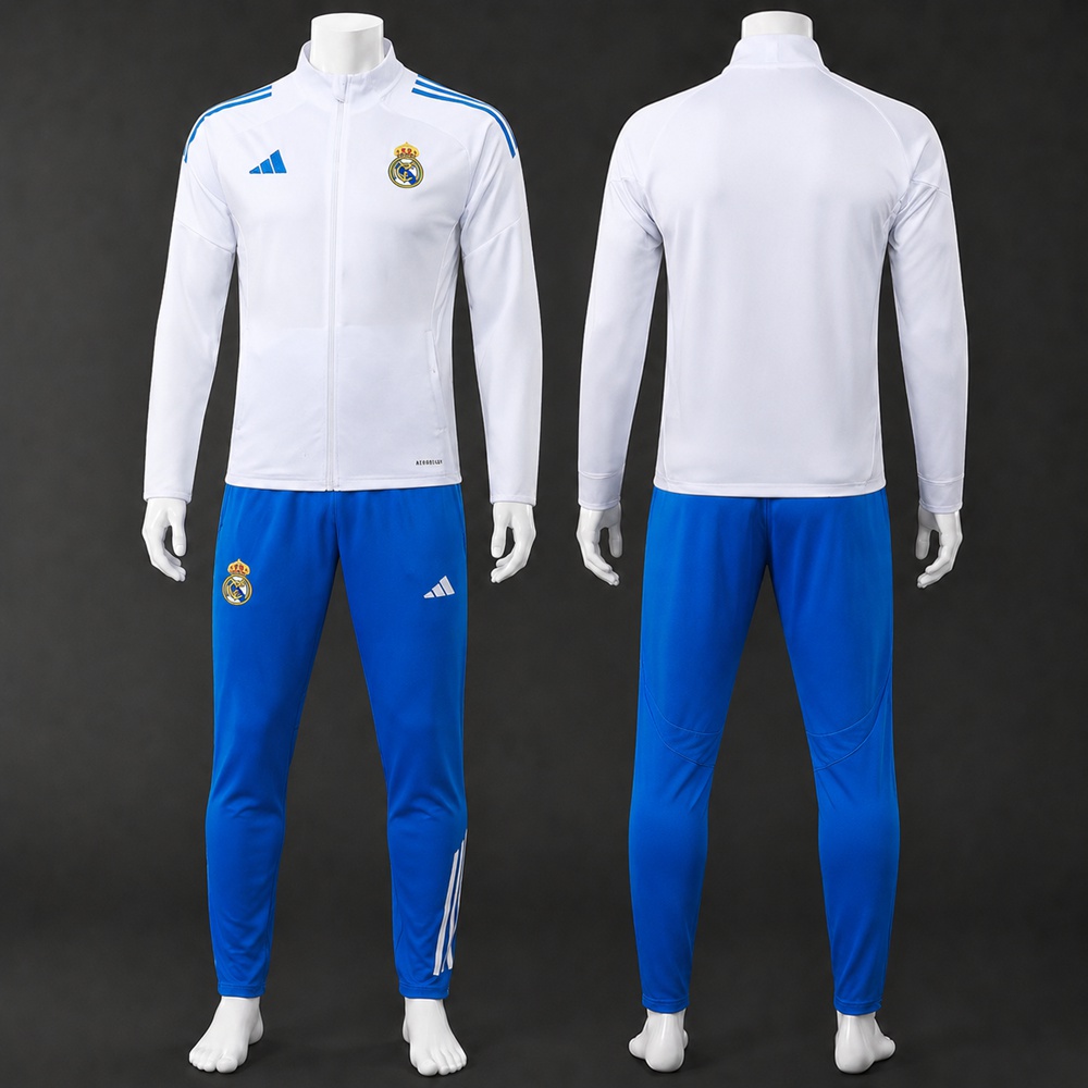 Real Madrid 25/26 White Blue Jacket Kit
