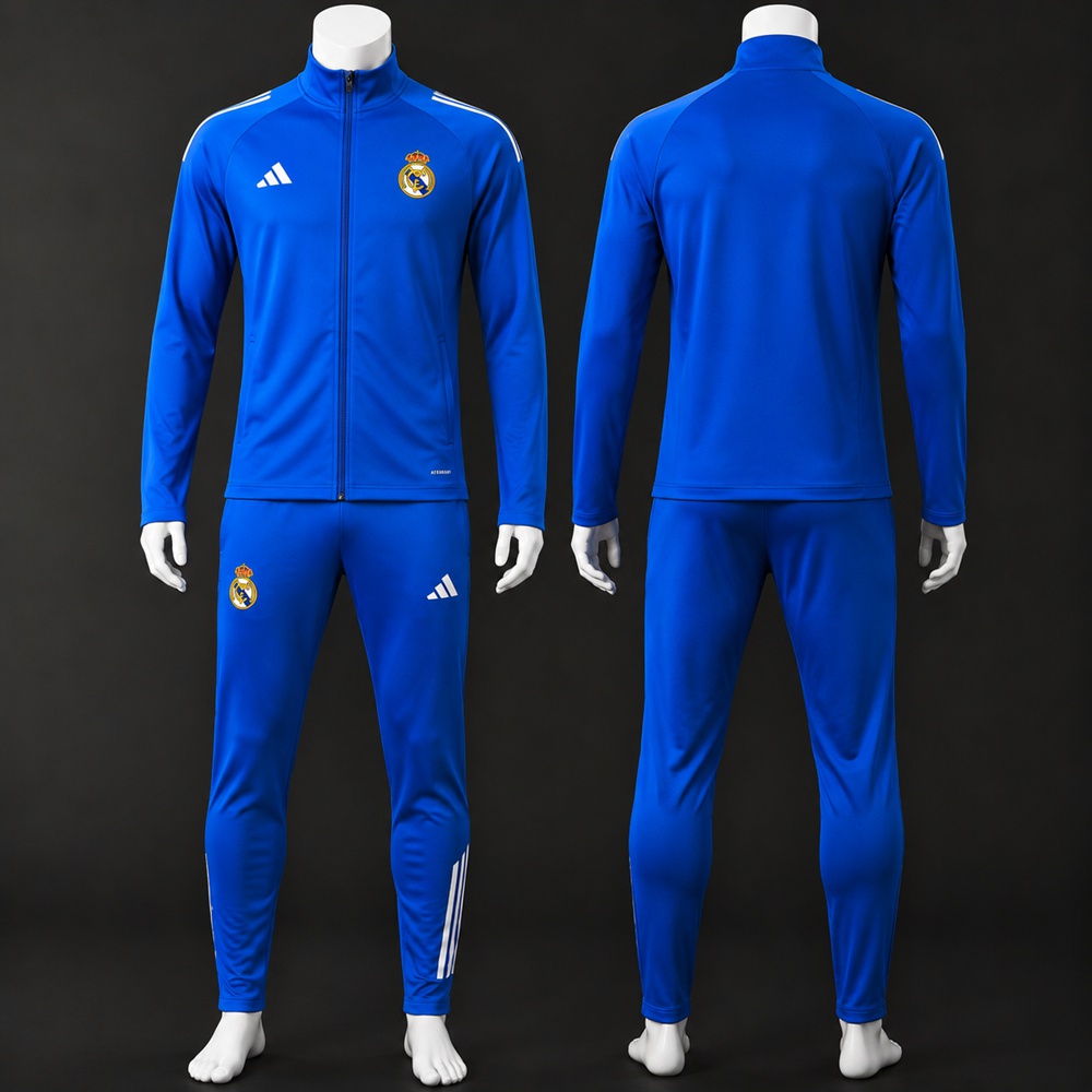 Real Madrid 25/26 Bright Blue Soccer Jacket Kit Set