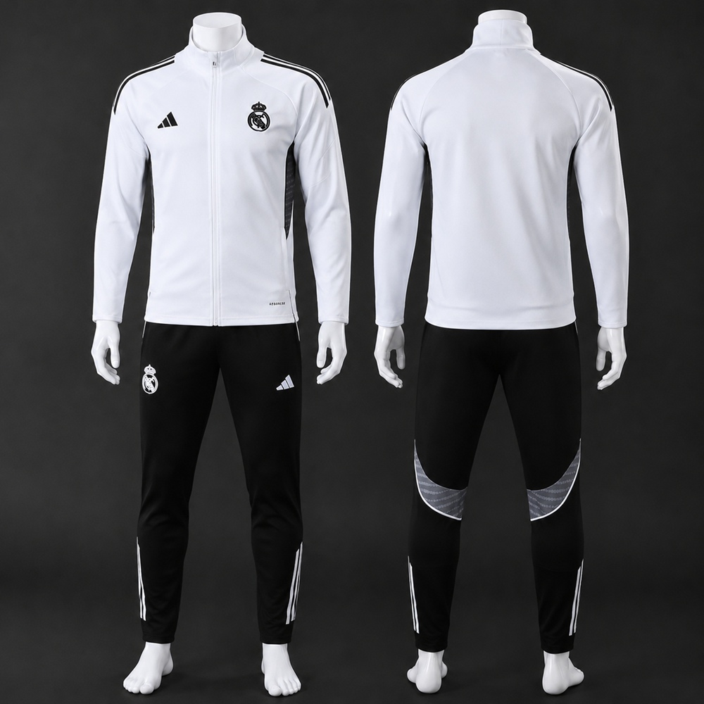 Real Madrid 25/26 White Black Jacket Kit