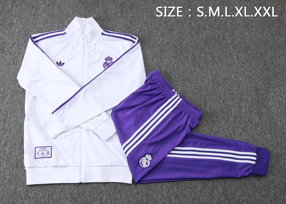 Real Madrid 25/26 White Purple Jacket Kit Foto 2