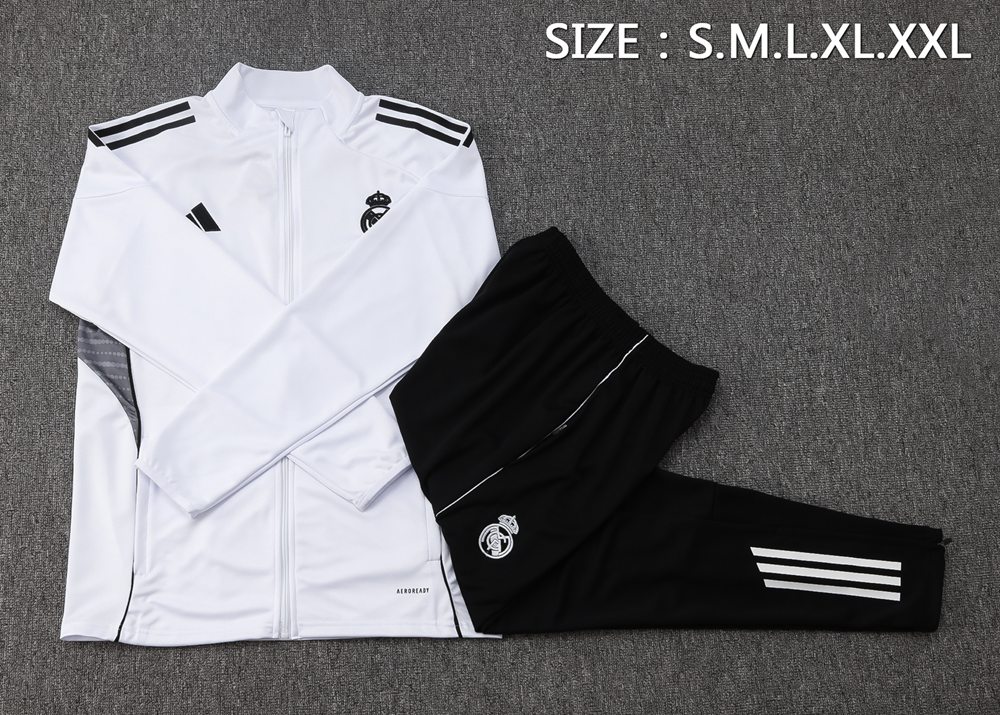 Real Madrid 25/26 White Black Jacket Kit Foto 2