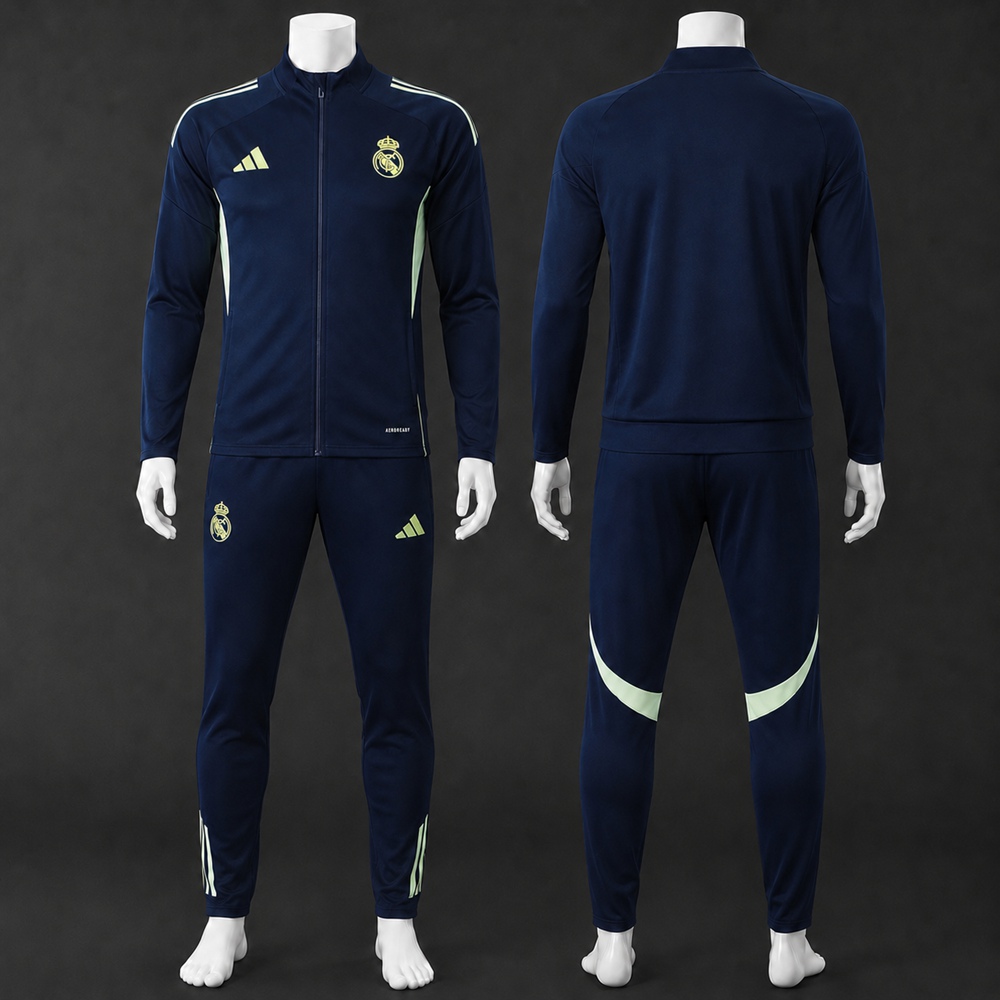 Real Madrid 25/26 Navy Mint Green Jacket Kit