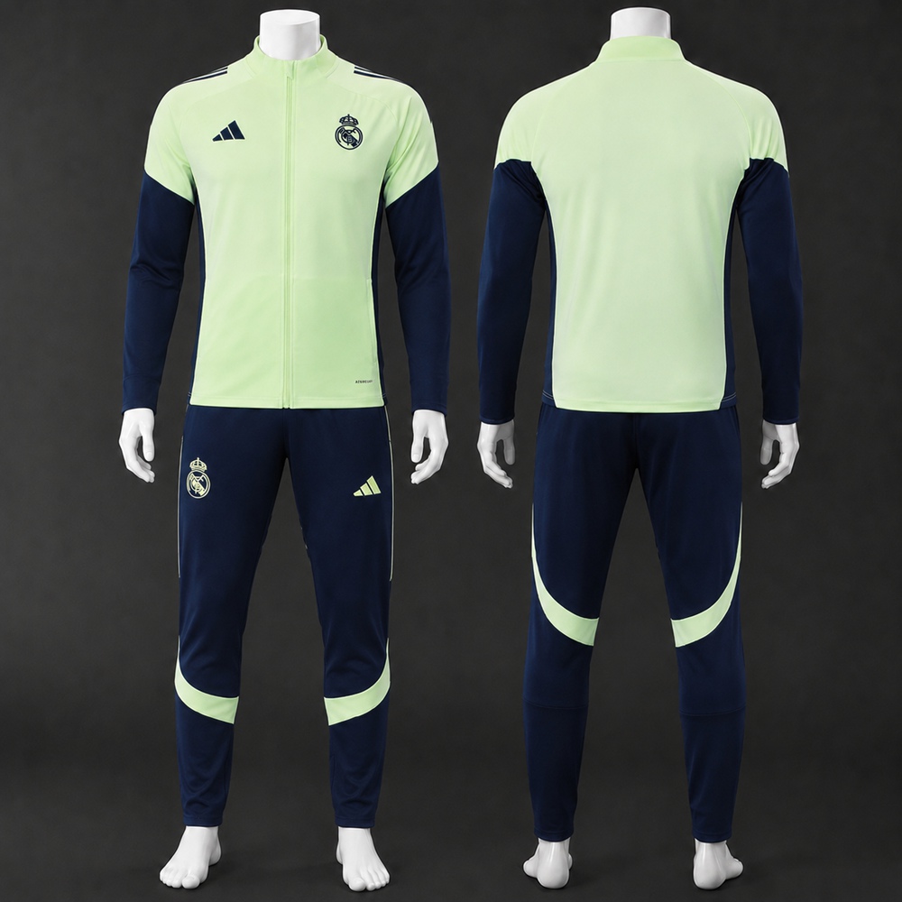 Real Madrid 25/26 Mint Green Navy Jacket Kit