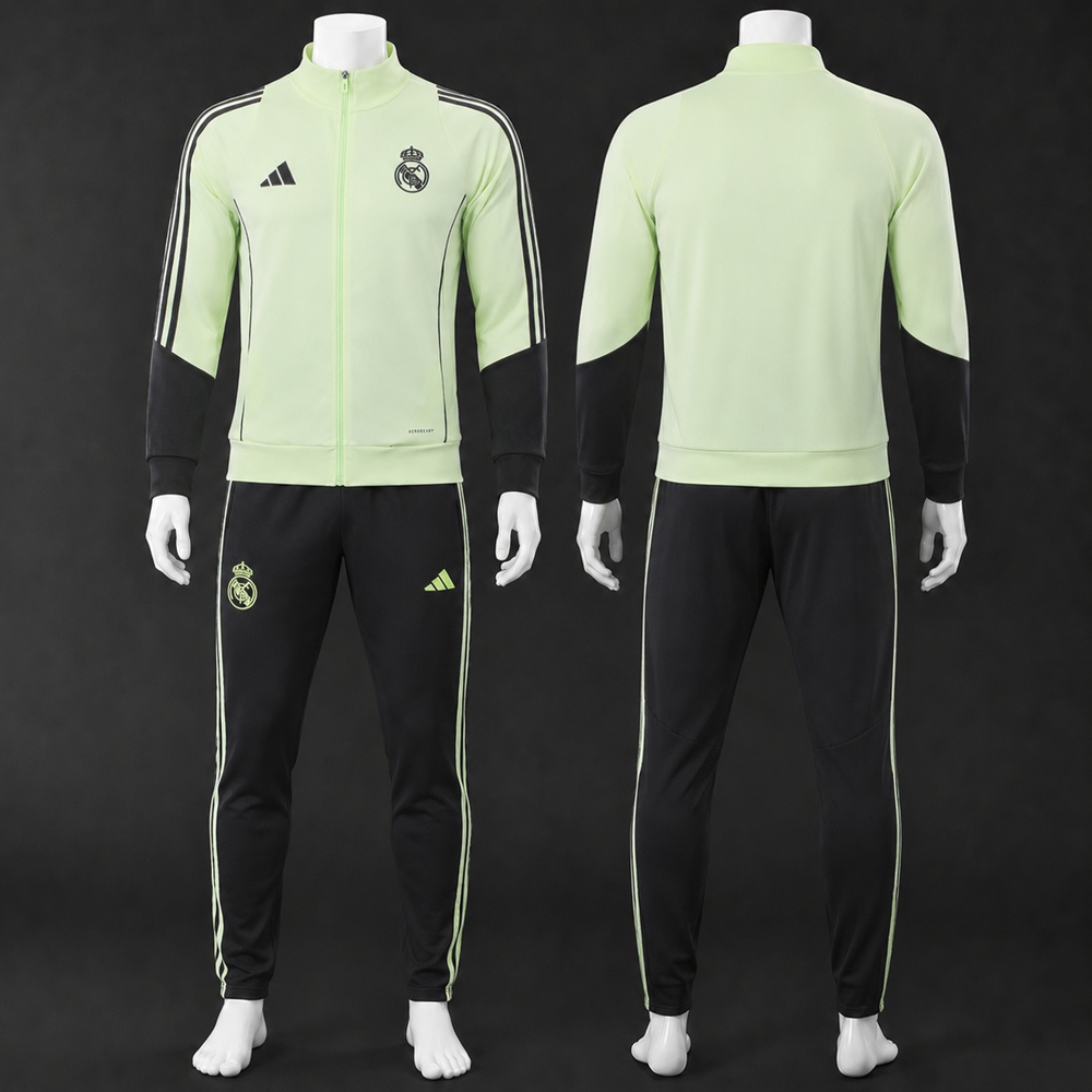 Real Madrid 25/26 Light Green Football Jacket Kit Set