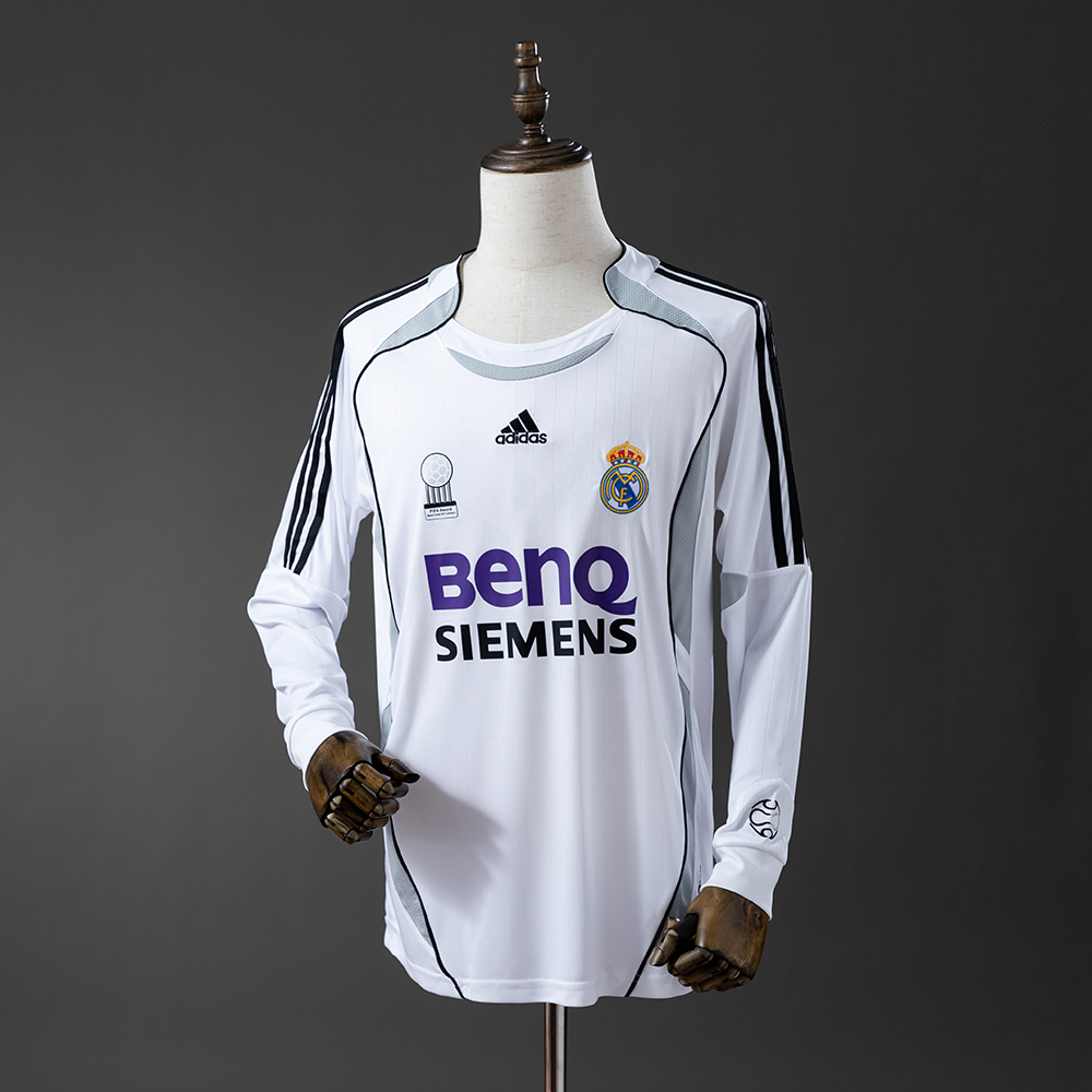 Real Madrid 06/07 Home Long Sleeve Retro Jersey