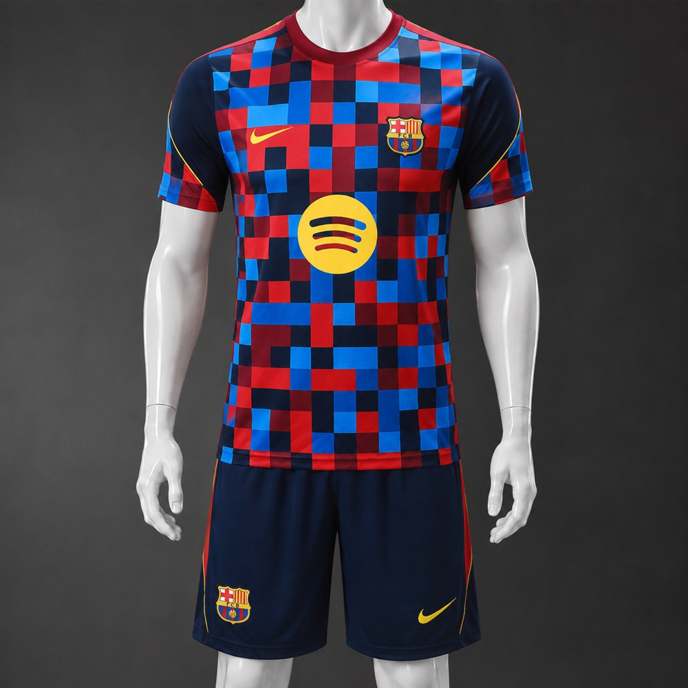 Barcelona 26/27 Checkered Navy Short Sleeve Short Set