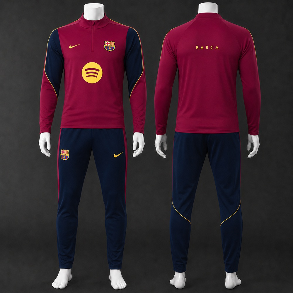 Barcelona 26/27 Burgundy Navy Half Zip Tracksuit