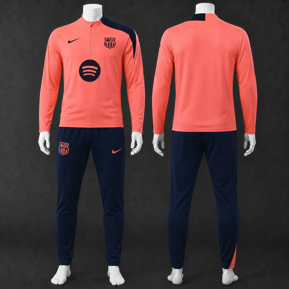 Barcelona 25/26 Peach Navy Half Zip Tracksuit