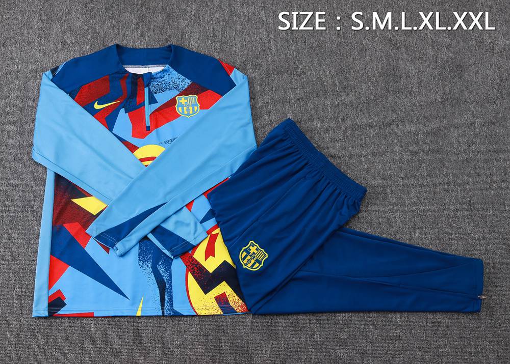 Barcelona 25/26 Multi Printed Blue Half Zip Tracksuit Foto 2