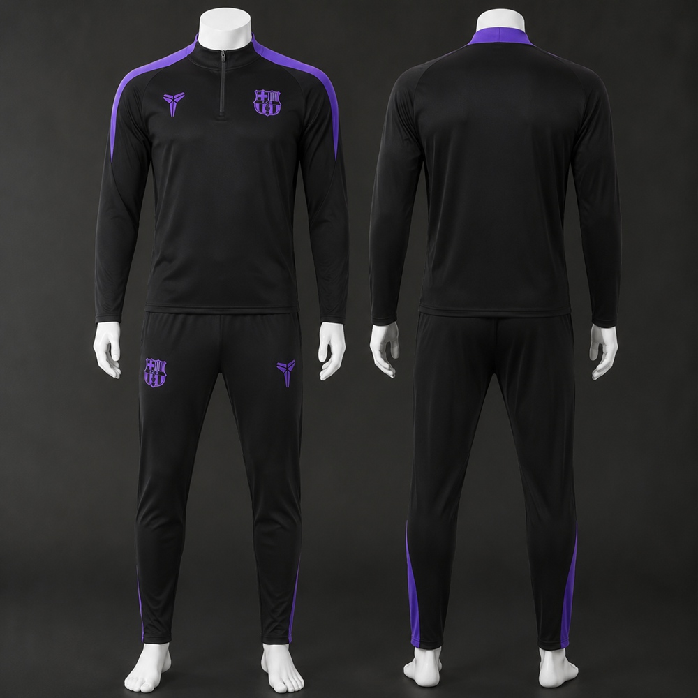Barcelona 25/26 Black Purple Half Zip Tracksuit