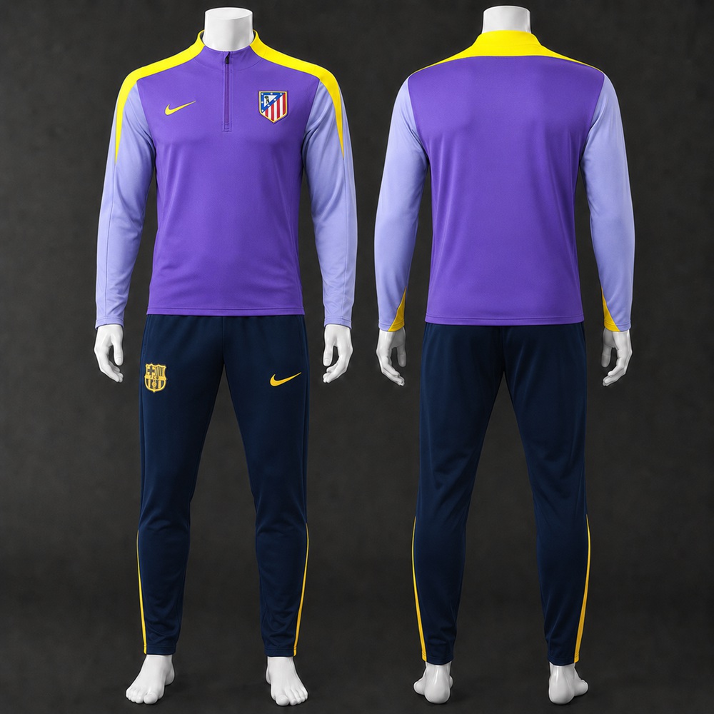 Barcelona 25/26 Purple Navy Yellow Half Zip Tracksuit