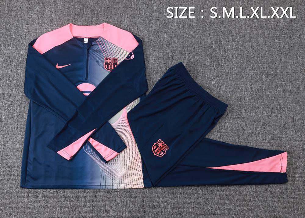 Barcelona 25/26 Navy Pink Gradient Half Zip Tracksuit Foto 2