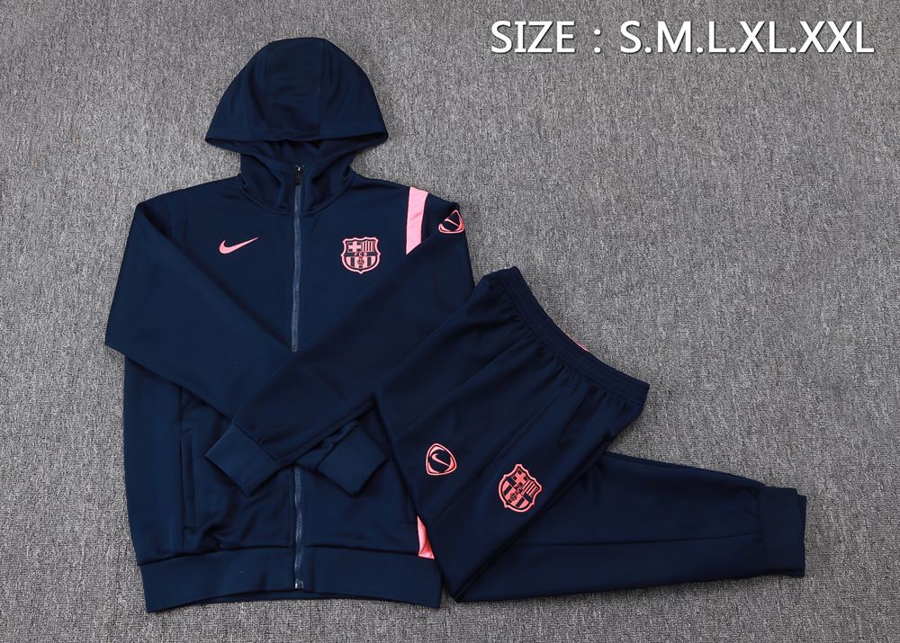 Barcelona 25/26 Navy Pink Hooded Jacket Long Pants Tracksuit Set Foto 2