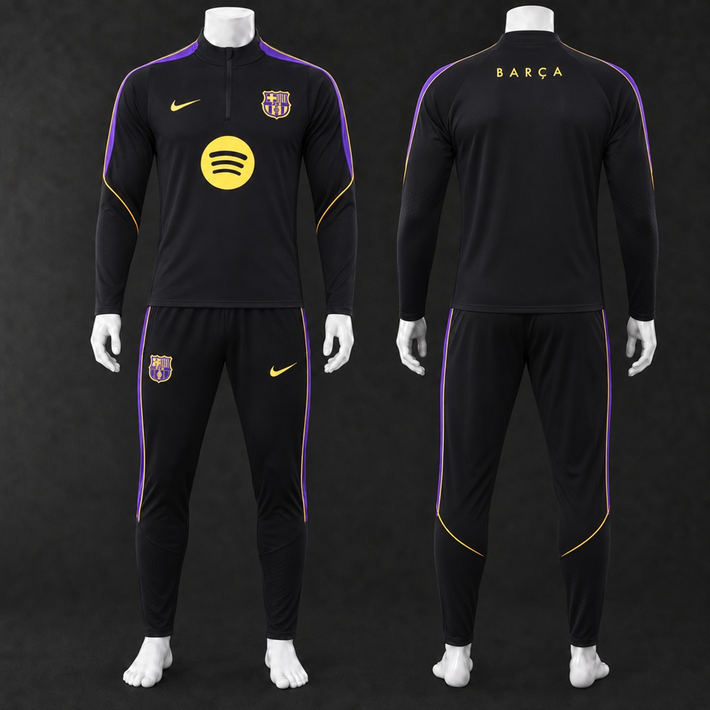 Barcelona 26/27 Black Purple Long Sleeved Training Kit