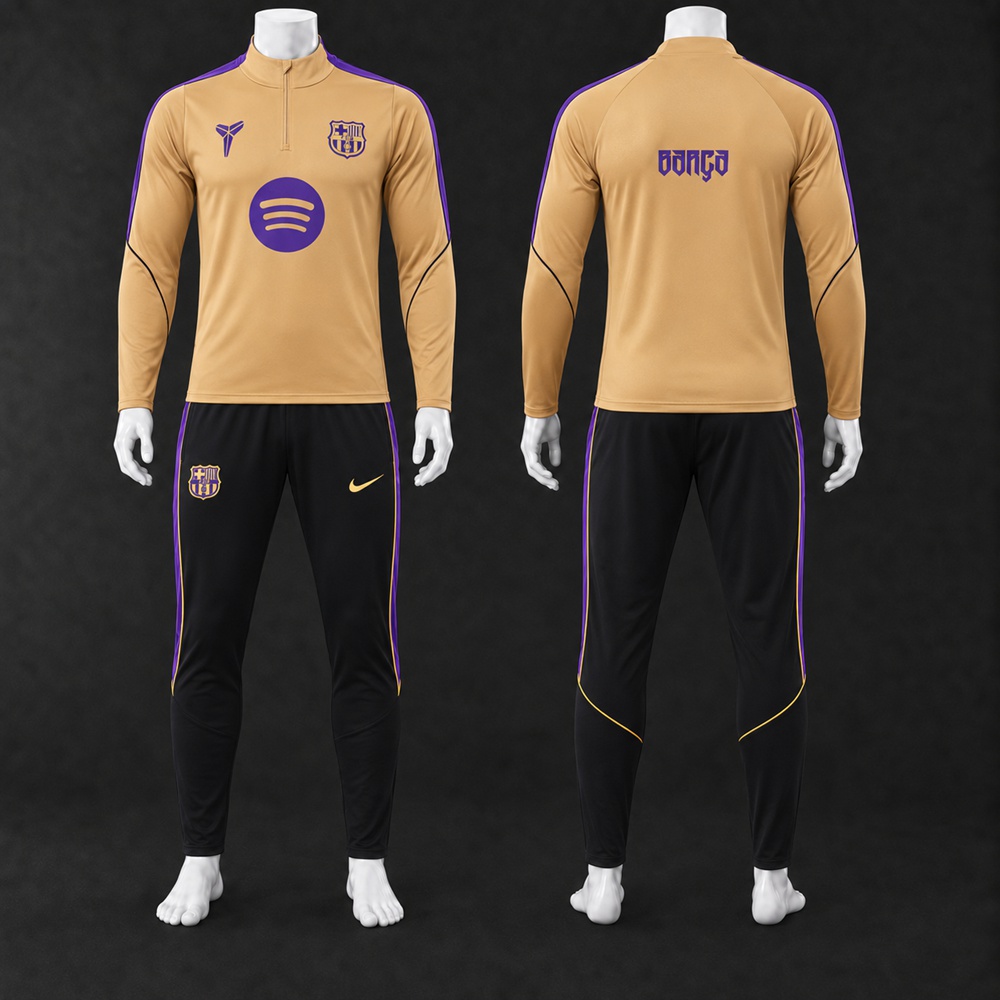 Barcelona 26/27 Gold Black Long Sleeved Training Kit