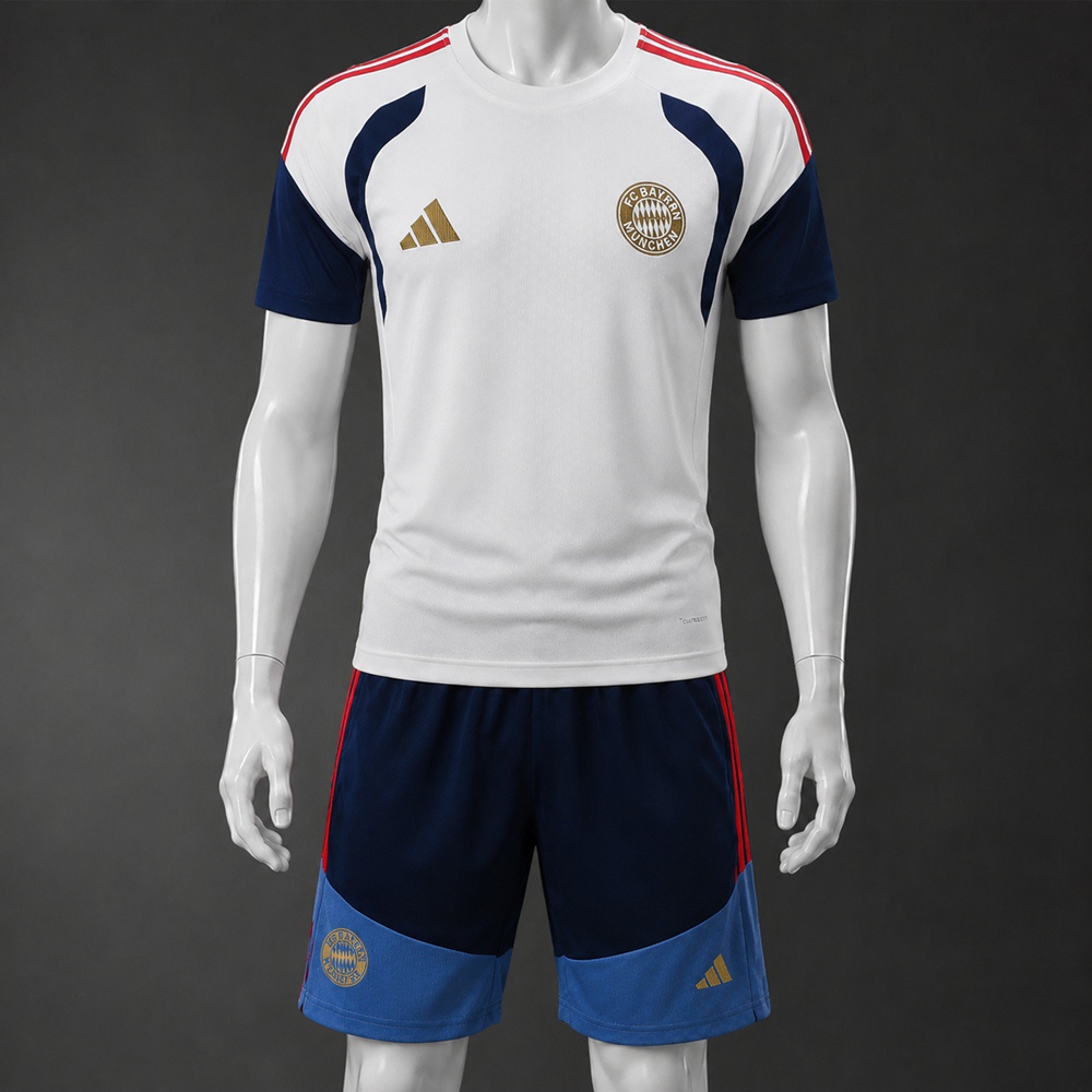 Bayern Munich 26/27 White Navy Short Sleeve Short Set